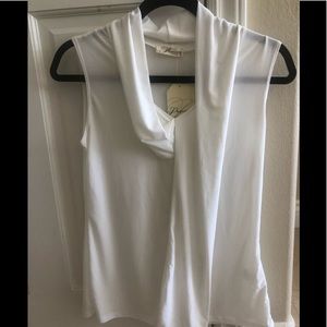 White cowl neck top